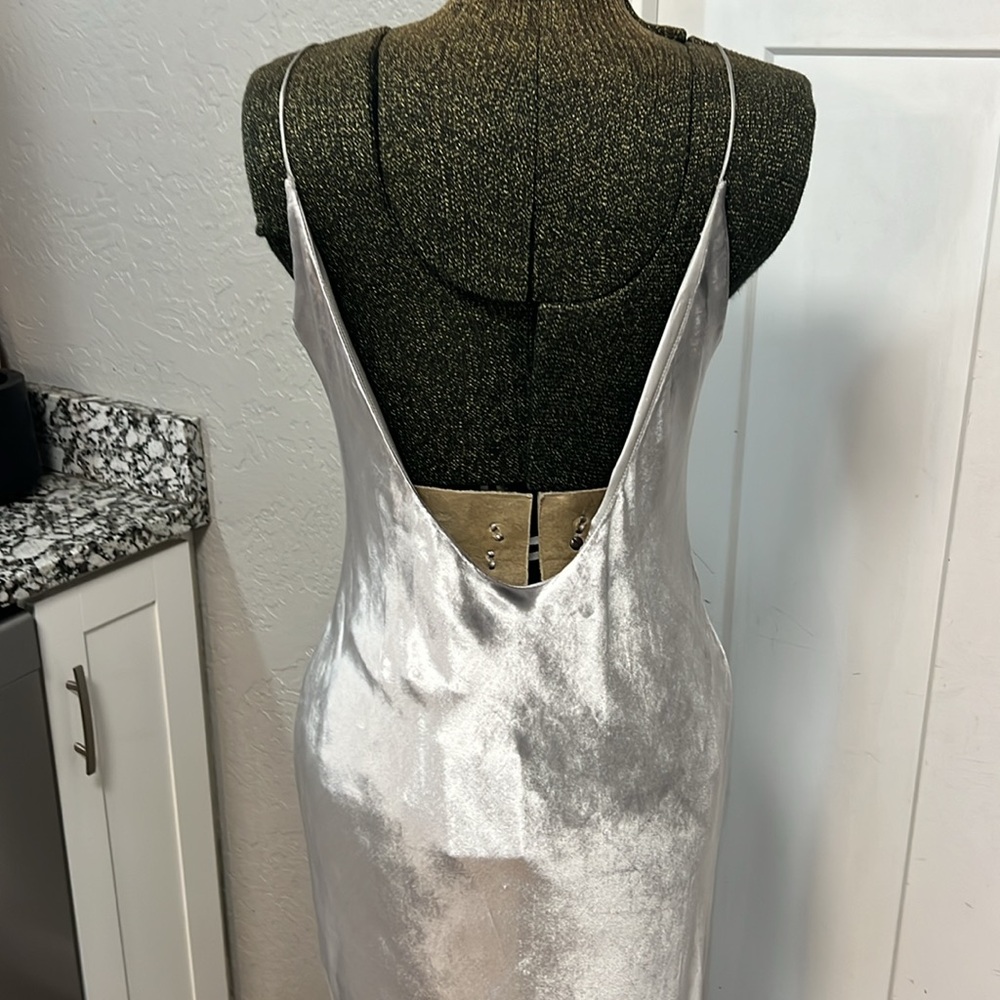 T By ALEXANDER  WANG METALLIC PANNE VELVET CAMI LONG DRESS SIZE SMALL NEW - Picture 8 of 16
